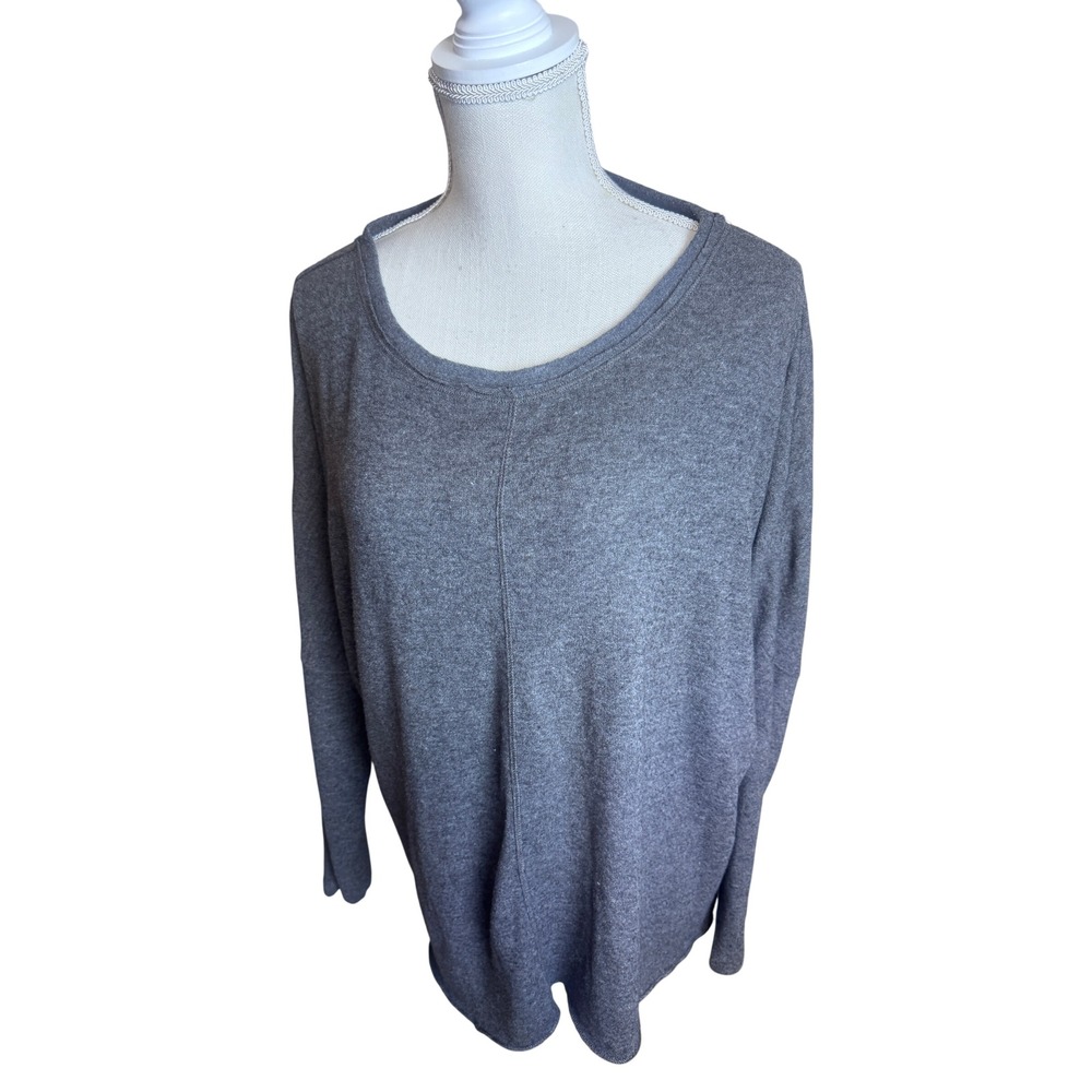 Workshop Republic Clothing Gray Long Sleeve Scoop Neck Center Seam Knit Top L